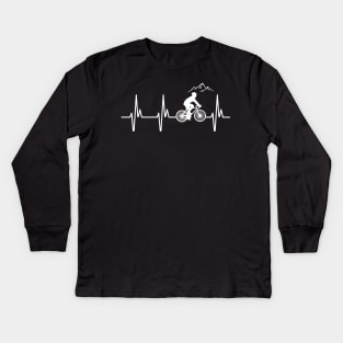 Mountain Bike Heartbeat - Biking Lifeline T-Shirt Kids Long Sleeve T-Shirt